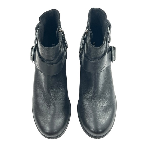 Sorel Women's Black Leather Joan of Arctic Wedge II Buckle Boot Preowned - Picture 5 of 13